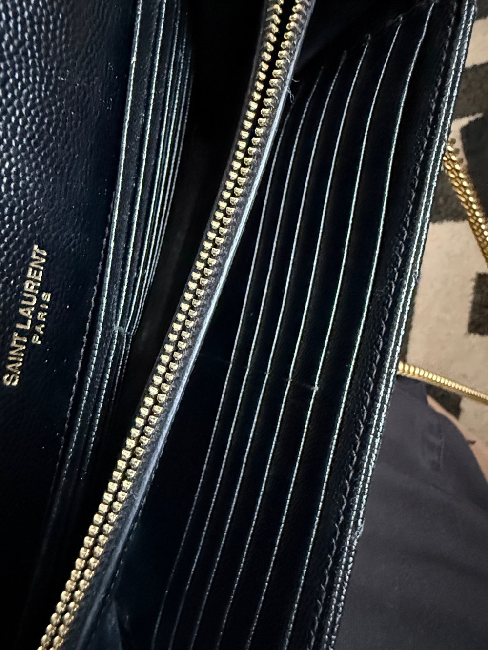 Authentic Saint Laurent Black Quilted Leather Shoulder Bag with Gold Chain &Logo - Picture 7 of 8